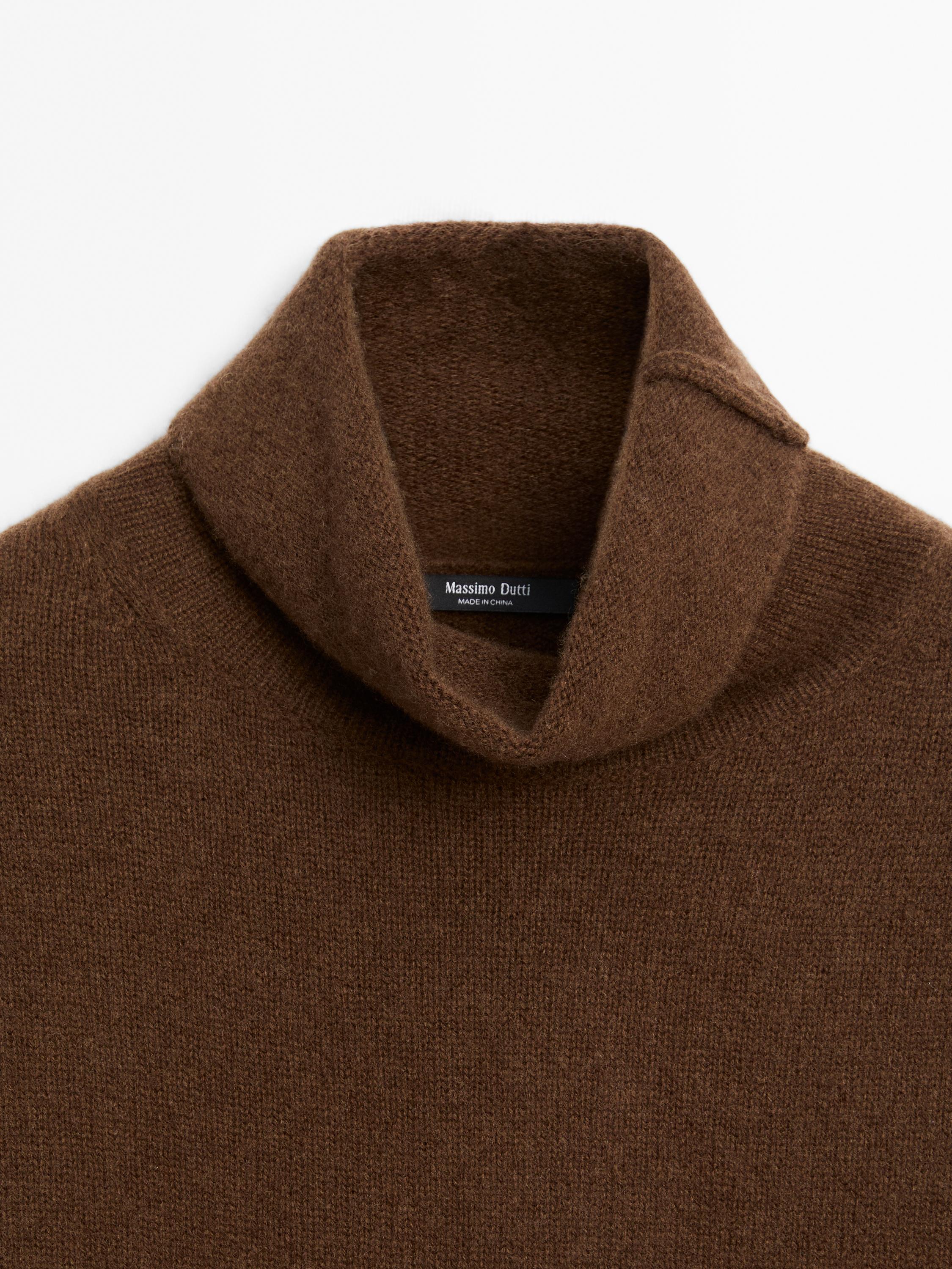 Wool blend knit turtleneck sweater